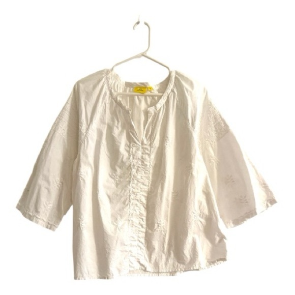 Roberta Roller Rabbit Ulli Top Peasant Bohemian White Top Blouse Shirt Size XL - Picture 3 of 7